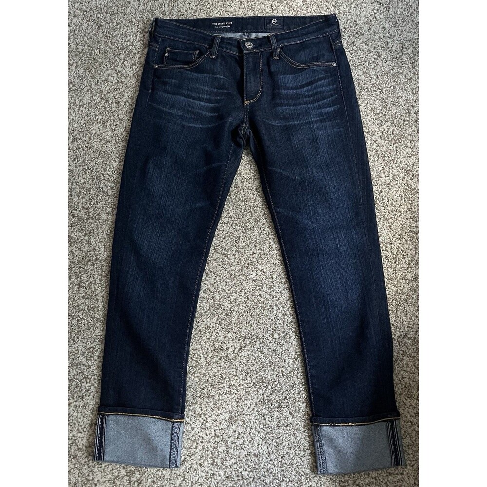 Adriano Goldschmied Jeans Women's 26 Blue Dark Wash Stevie Cuff Slim Straight